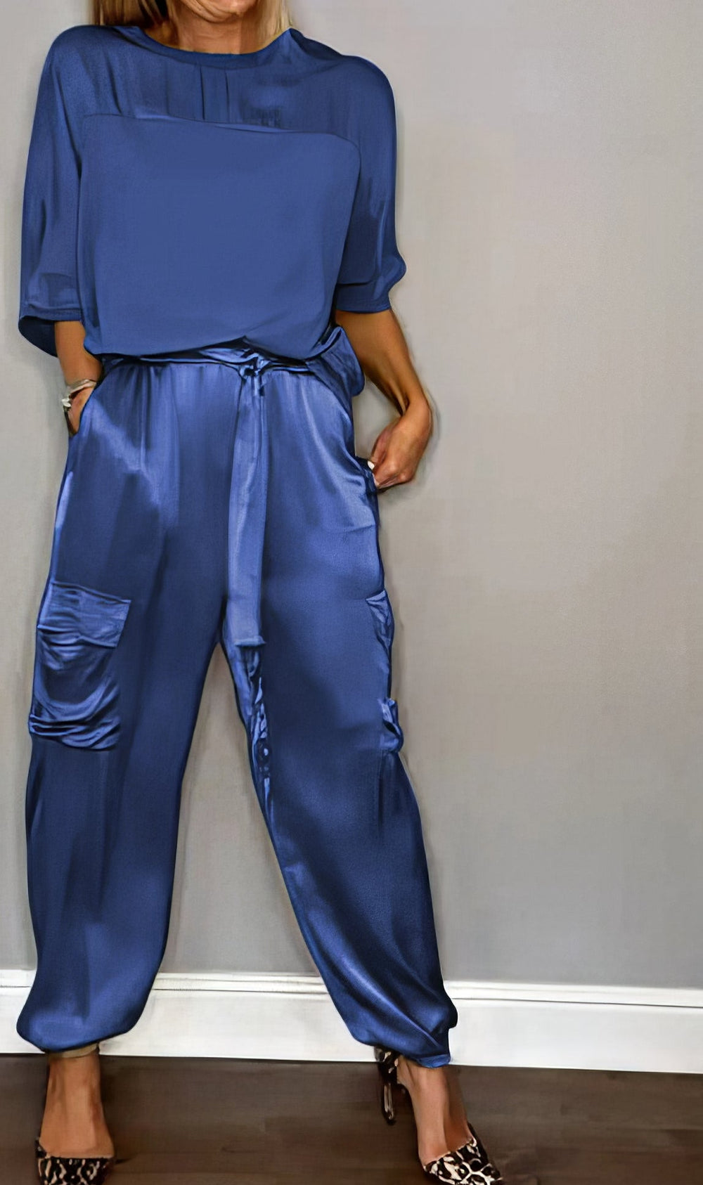 Amelia Blouse and Cargo Pants Two-Piece Set
