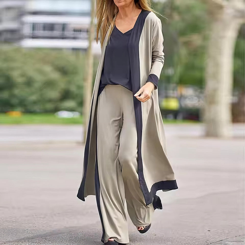 Séraphine Three-Piece Cardigan and Wide-Leg Pant Set